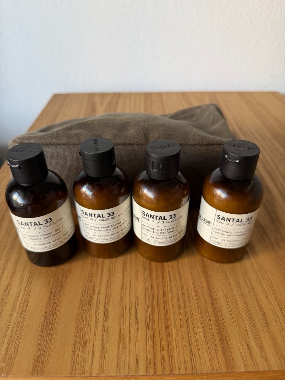Le Labo Santal 33 Body & Hair Travel Set  4x 90ml 3oz Shampoo Shower Gel Lotion